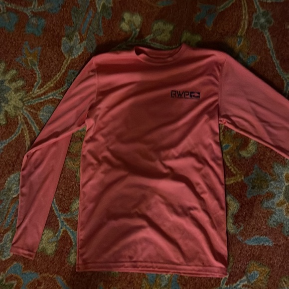 Worn once. Pink with dark blue writing and picture on the back. No damage. - Picture 2 of 2